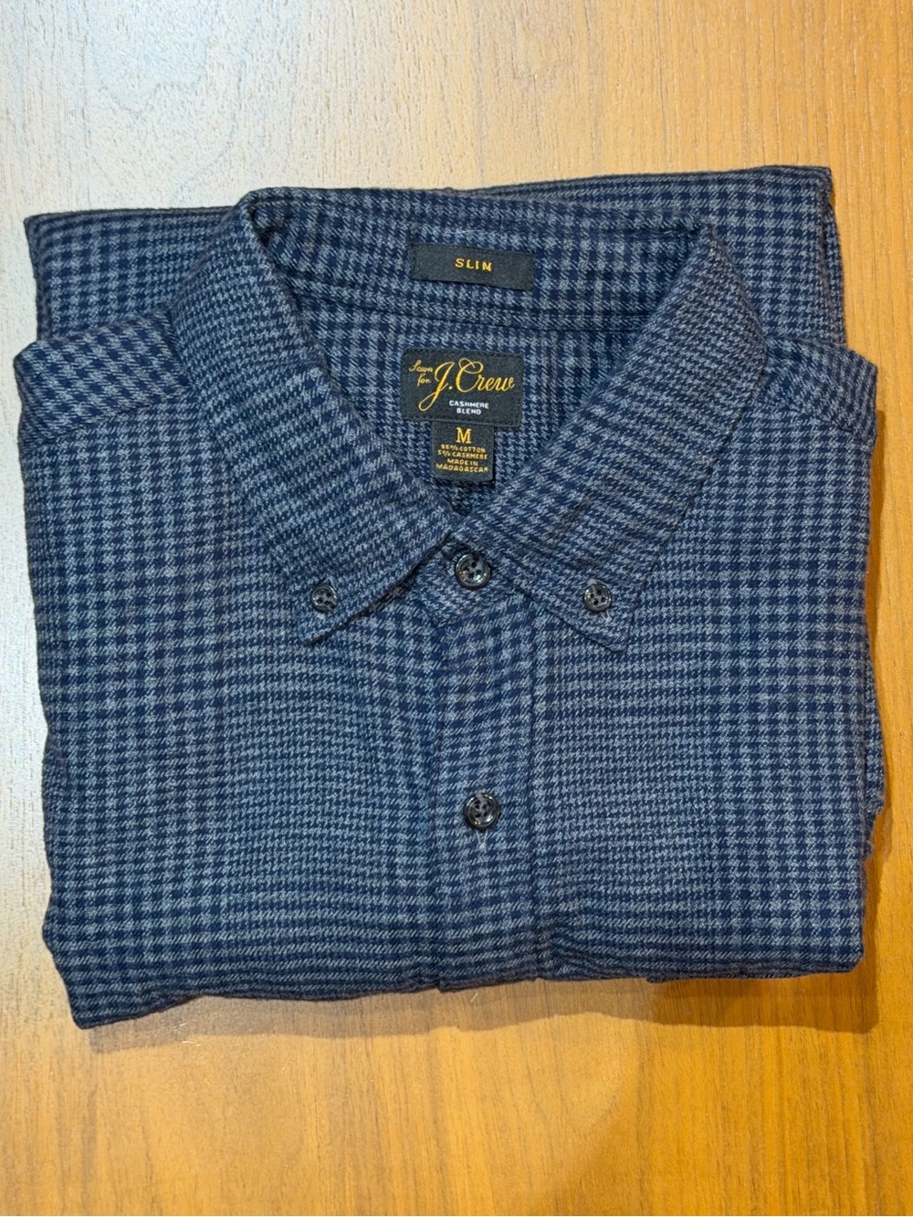 J. Crew Men's,  Medium, Blue Micro Houndstooth,  Long Sleeve Shirt, Worn twice.